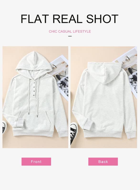 2024 Women's Casual Button Collar Hoodie Sweatshirt