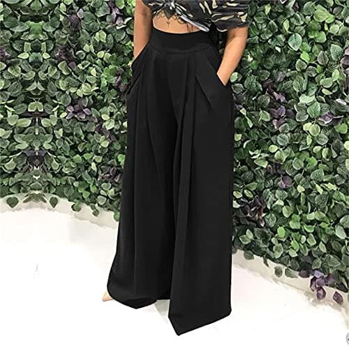 MESLIMA High-Waisted Wide Leg Stretch Palazzo Pants for Women
