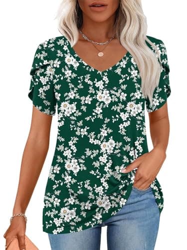 CATHY 2025 Women's Short Sleeve V-Neck Tunic Tops S-4XL