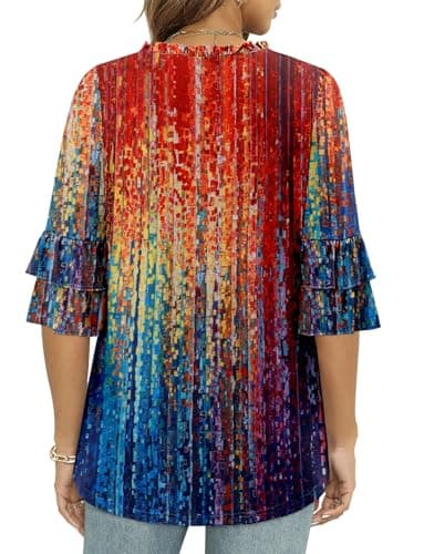 Angerella Women's Dressy 3/4 Sleeve Boho Tunic Tops