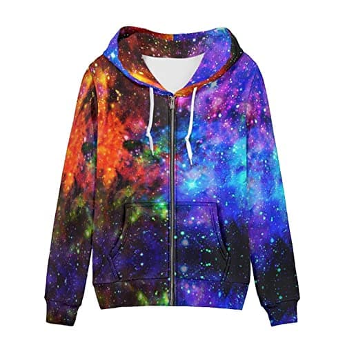 Irisjudy Monet Art Color Stripe Zip Hoodie for Women
