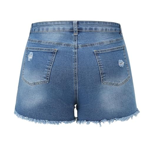 Thunder Star Women's Mid Rise Distressed Denim Shorts