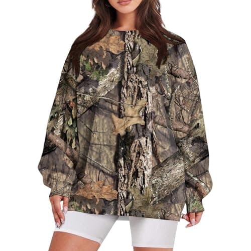GOFULY Oversized Camo Pullover Sweatshirt for Women