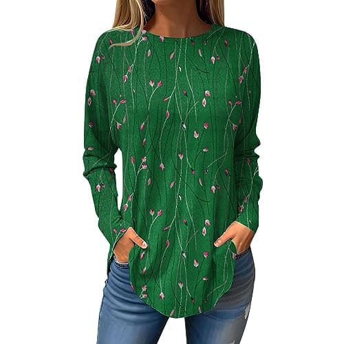 Shusuen 2024 Casual Crewneck Printed Tops for Women