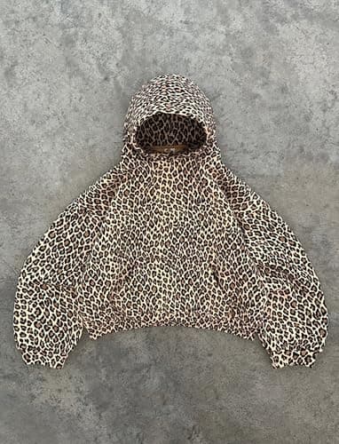 Oversized Leopard Hoodie Cheetah Print Sweatshirt Fall Y2K