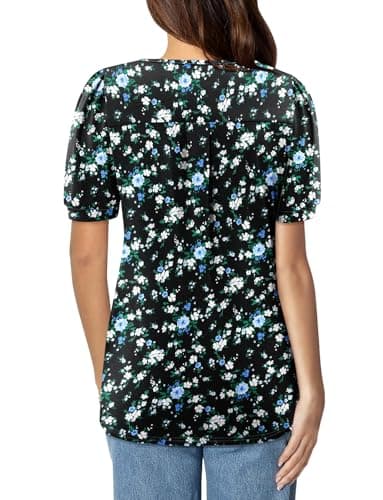 Angerella Women's Casual V-Neck Short Sleeve Tunic Top