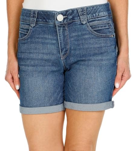 Democracy Women's Petite 6" Cuffed Denim Shorts
