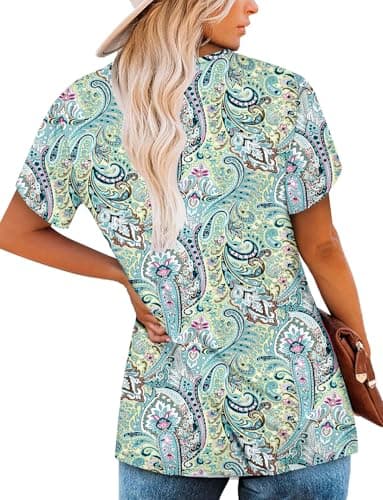 OnlyPuff Women's Pleated Floral Tunic Tops Summer Boho Dress Casual