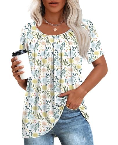 Anymeet Women's Summer Pleated Tunic Shirts M-3XL
