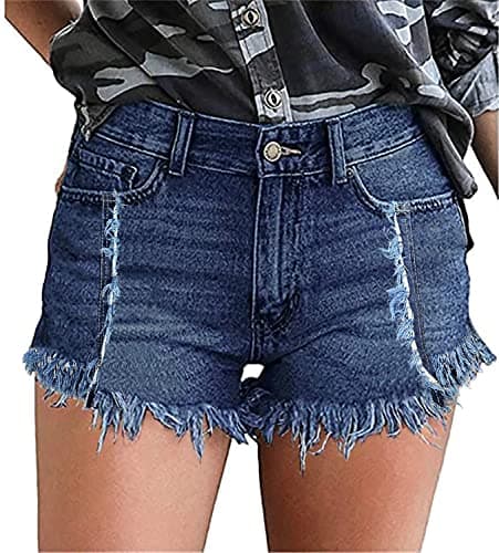 Necooer Women's Casual Mid-Waist Stretch Denim Shorts