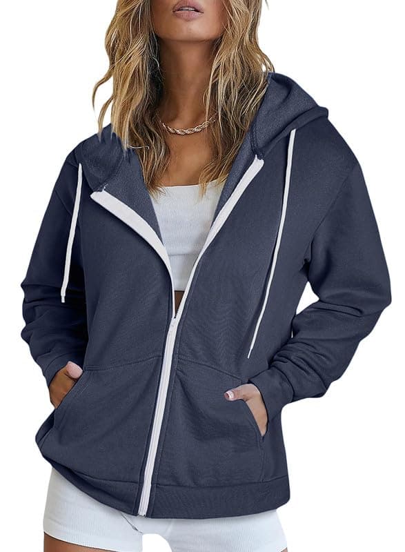 Women's Full Zip Hoodie Sweatshirt Coat with Pockets