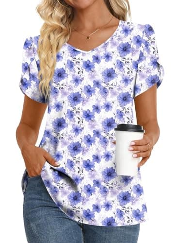 Womens Summer V Neck Chiffon Tunic Tops M-3XL