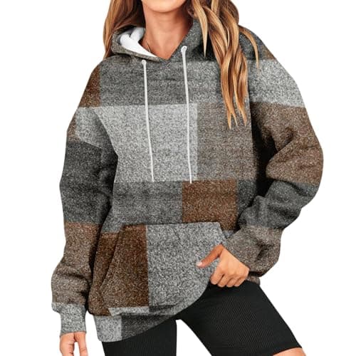 GOFULY Women's Oversized Camo Hoodie with Maple Leaf Print