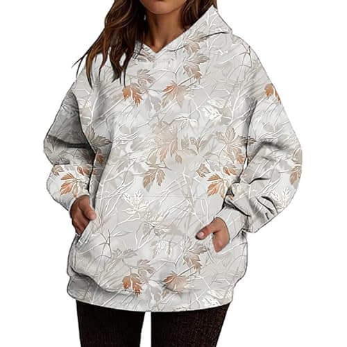 Weinexra Women's Oversized Camo Maple Leaf Hoodie