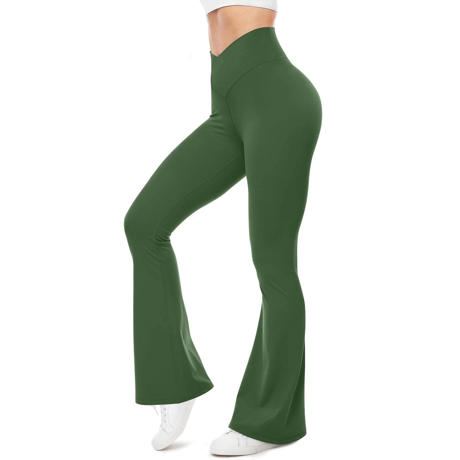 Women's High Waist Flare Yoga Pants with Pockets & Tummy Control