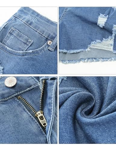Luvamia Women's High Waisted Distressed Denim Shorts
