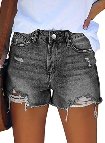 CHICZONE Women's Ripped Mid-High Waisted Denim Shorts