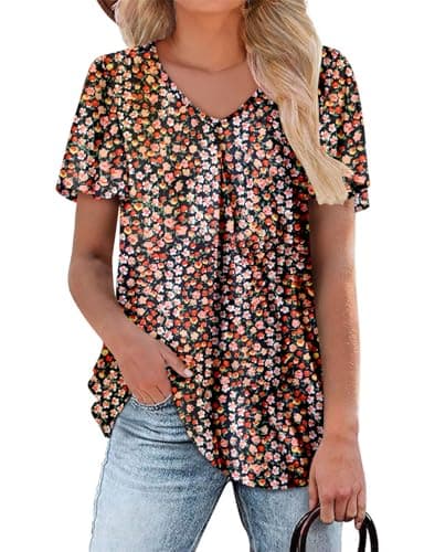 Angerella Women's Summer Dressy Casual Short Sleeve V-Neck Tops for Leggings