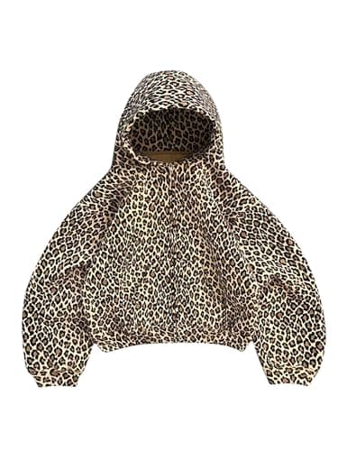 Oversized Leopard Hoodie Cheetah Print Sweatshirt Fall Y2K
