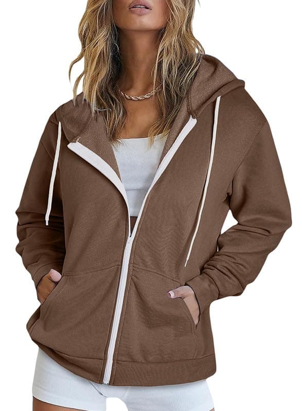 Women's Full Zip Hoodie Sweatshirt Coat with Pockets
