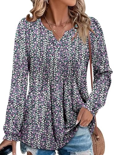 Angerella Comfortable V-Neck Long Sleeve Shirts for Women