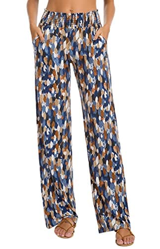 Urban CoCo Women's Boho Wide Leg Pants with Pockets