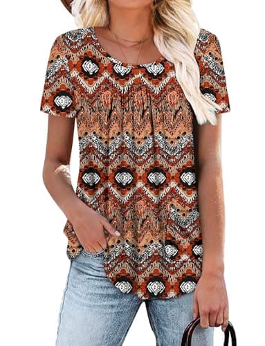 Angerella Women's Flirty Summer Pleated Floral Tunic Top S-3XL