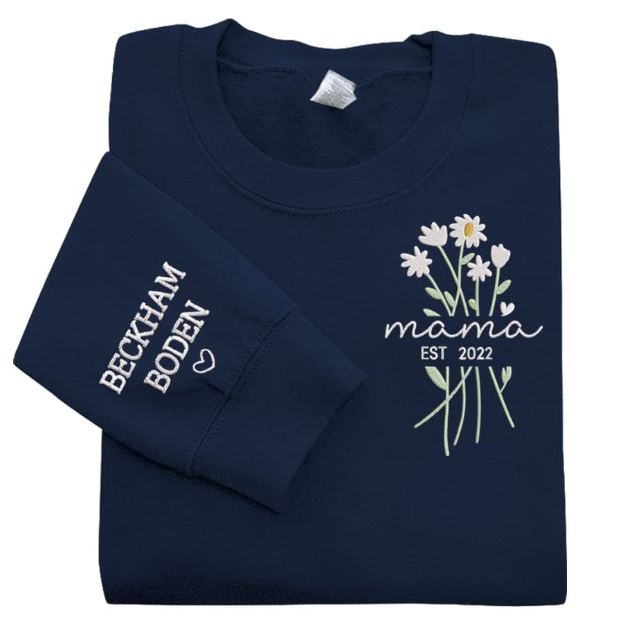 NAZENTI Embroidered Flower Sweatshirt for Women, Perfect Grandma Gift
