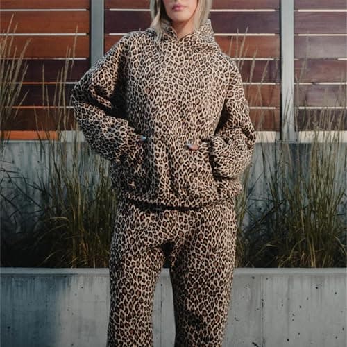 Oversized Leopard Hoodie Cheetah Print Sweatshirt Fall Y2K