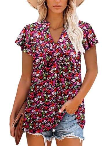 Angerella Women's Summer Dressy Casual Short Sleeve V-Neck Tops for Leggings
