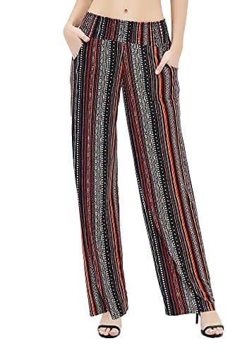 Urban CoCo Women's Boho Wide Leg Pants with Pockets