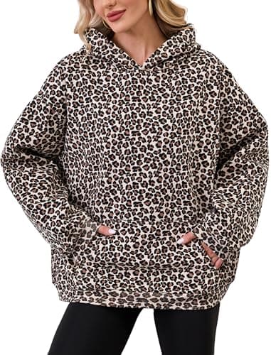 Eutten Womens Camo Hoodies Maple Leaf Print Oversized Fleece Sweatshirt with Pocket