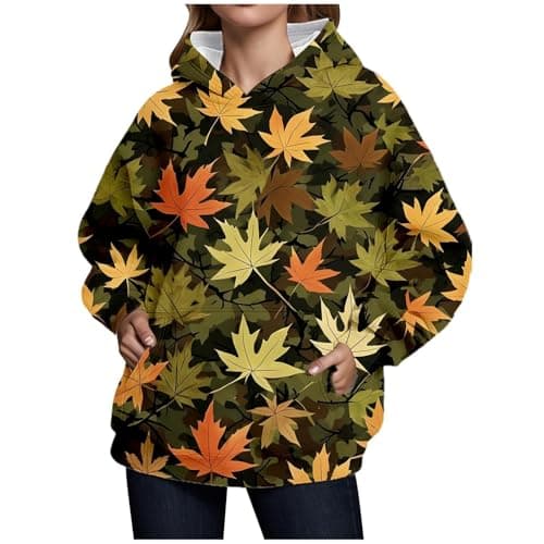 Weinexra Women's Oversized Camo Maple Leaf Hoodie