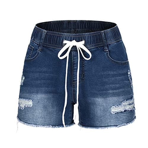 Thunder Star Women's Mid Rise Ripped Stretch Denim Shorts