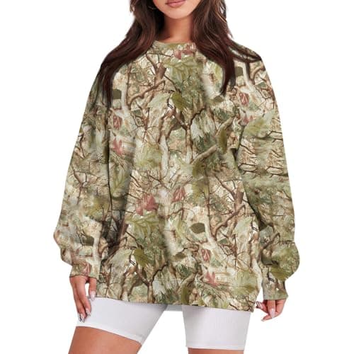 GOFULY Oversized Camo Pullover Sweatshirt for Women
