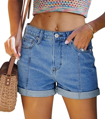 SANMM Women's Casual Denim Jean Shorts for Summer