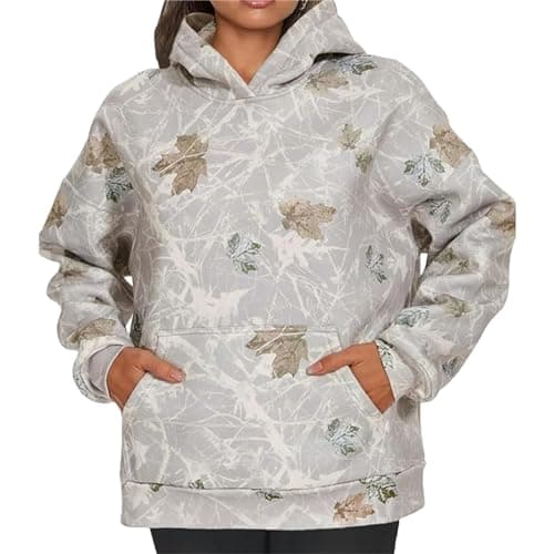 Stylish Maple Leaf Printed Camo Hoodie for Women