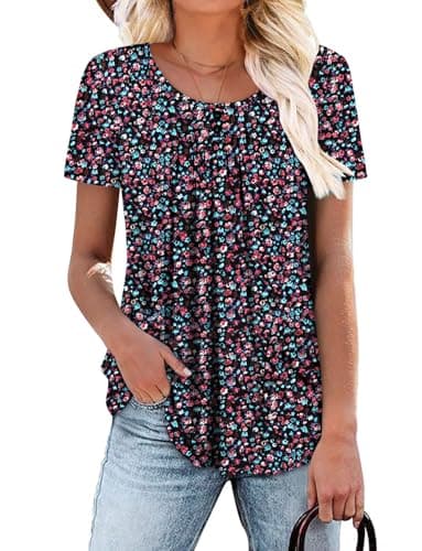 Angerella Women's Flirty Summer Pleated Floral Tunic Top S-3XL