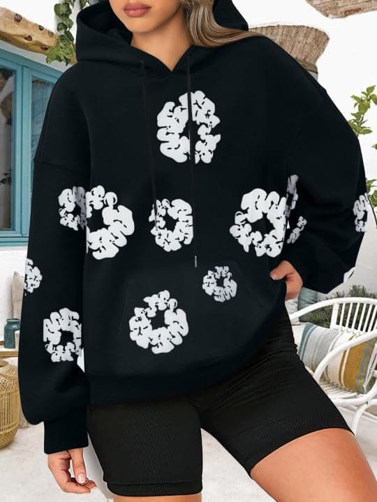 Floral Hoodie for Women - Vintage Y2K Style