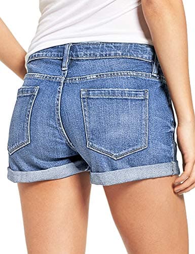 Luvamia Women's High-Waisted Ripped Denim Shorts