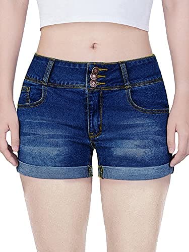 Gozilla Women's Casual Summer Mid Waist Stretchy Denim Jeans Shorts