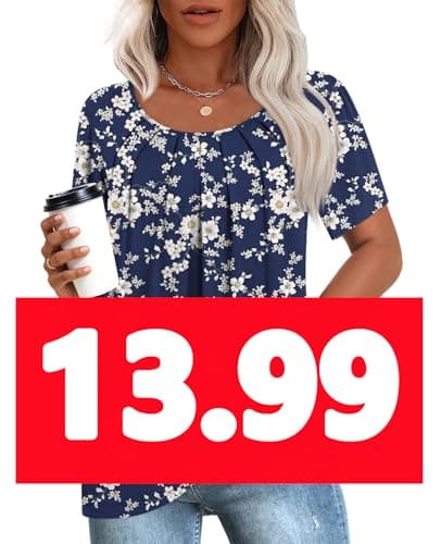 Anymeet Women's Summer Pleated Tunic Shirts M-3XL