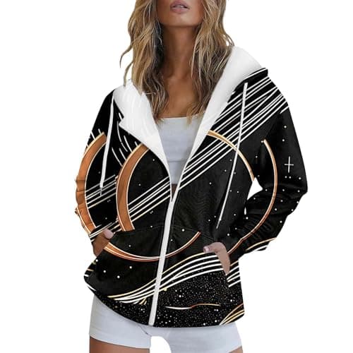 Lolvmvchi Women's Lightweight Printed Zip Hoodie Jacket
