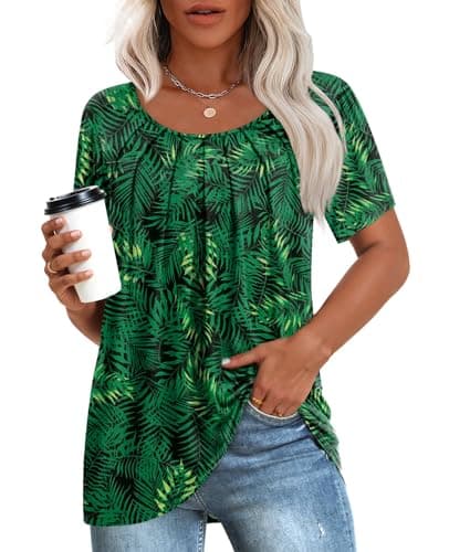 Anymeet Women's Summer Pleated Tunic Shirts M-3XL