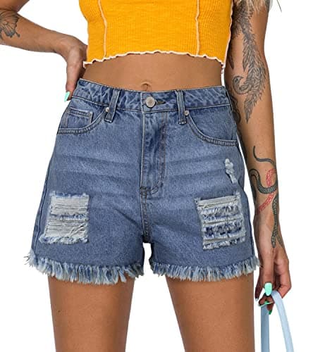 Angerella Women's Ripped Jean Short