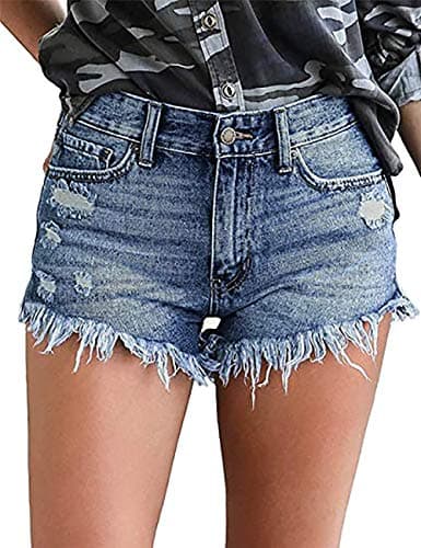 Necooer Women's Casual Mid-Waist Stretch Denim Shorts