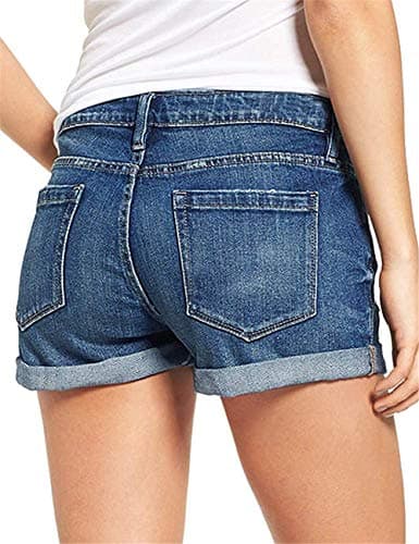 Women's Mid Rise Ripped Denim Shorts