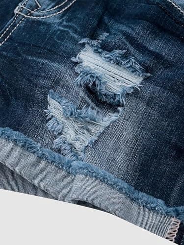 Flamingals Mid Waist American Flag Distressed Denim Shorts for Women