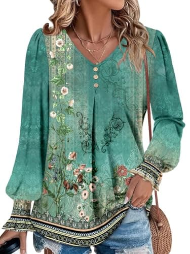 Angerella Comfortable V-Neck Long Sleeve Shirts for Women