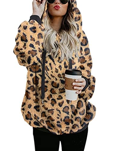 Romanstii Women's Casual Double Fuzzy Sweatshirt Hoodie Outwear S-XXL